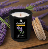 Luxury Lavender Candle in Black Glass – Peaceful Aroma